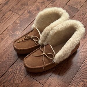 Women's Brown Moccasins with Faux Fur Lining